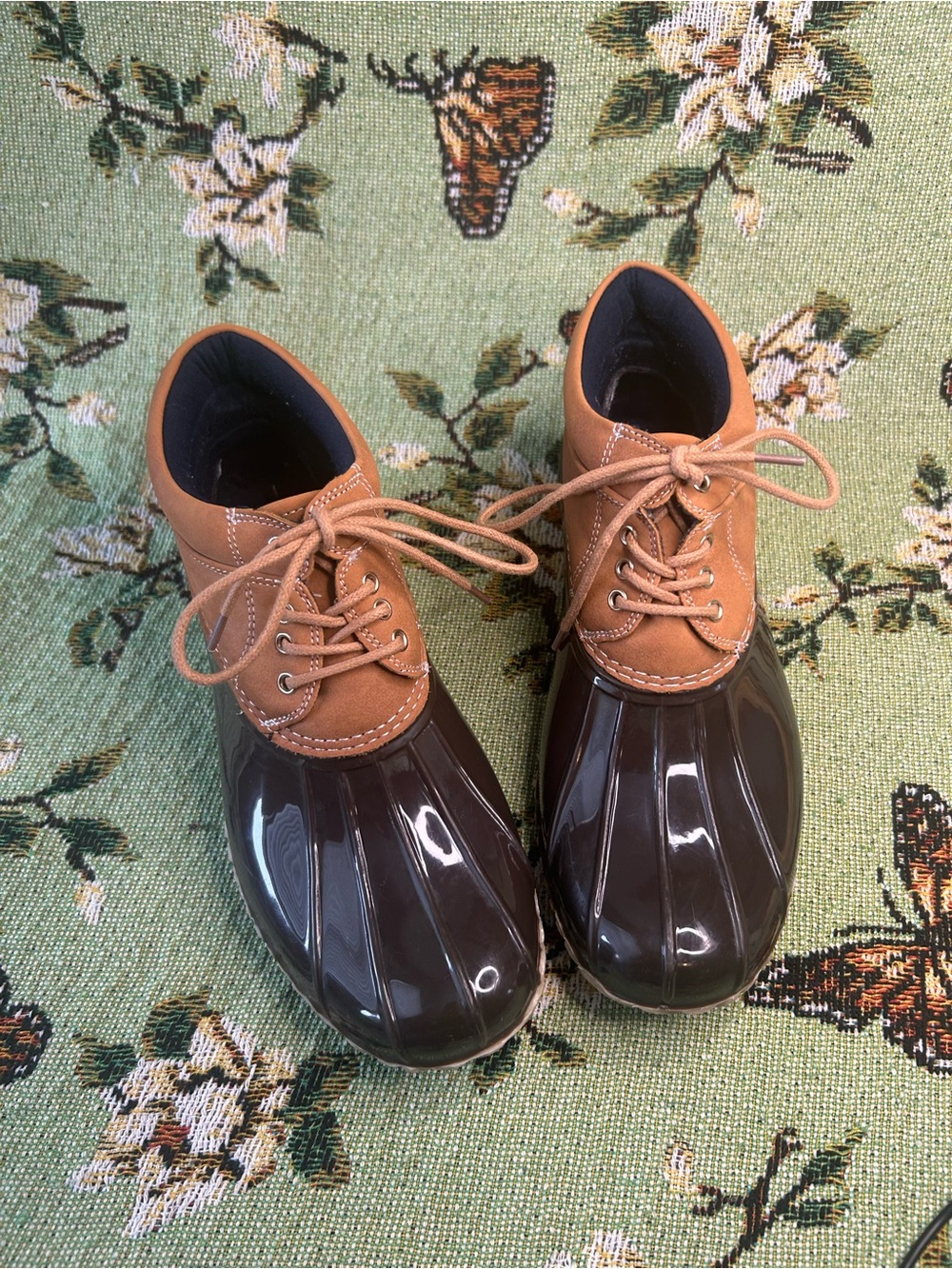 Tan and Dark Brown Duck Boots - Waterproof Lace-Up